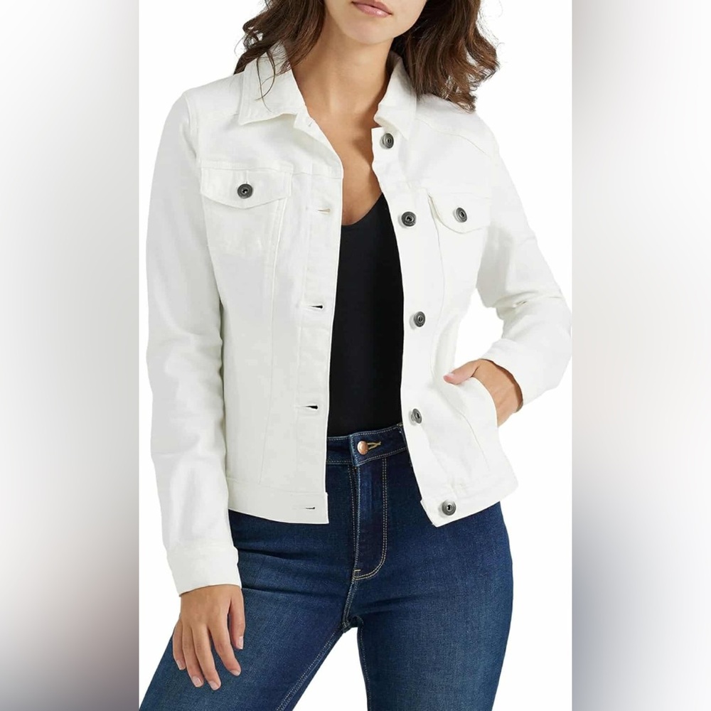 Wrangler Authentics Women’s Stretch Denim Off-White Jacket - Picture 1 of 13
